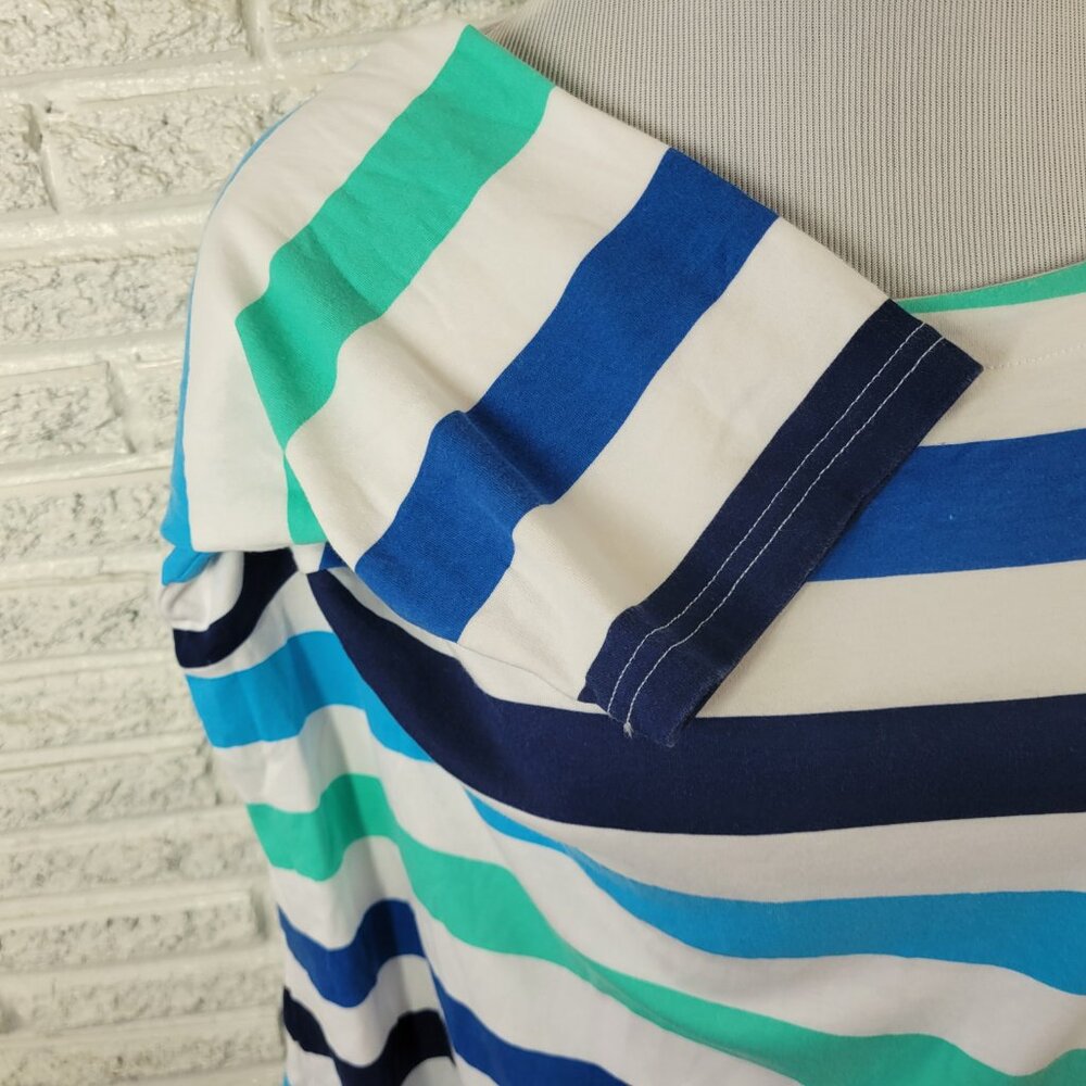 Croft & Barrow Womens 2X Top Blue White Striped 3/4 Sleeve Cotton Knit STR155E - Picture 5 of 9